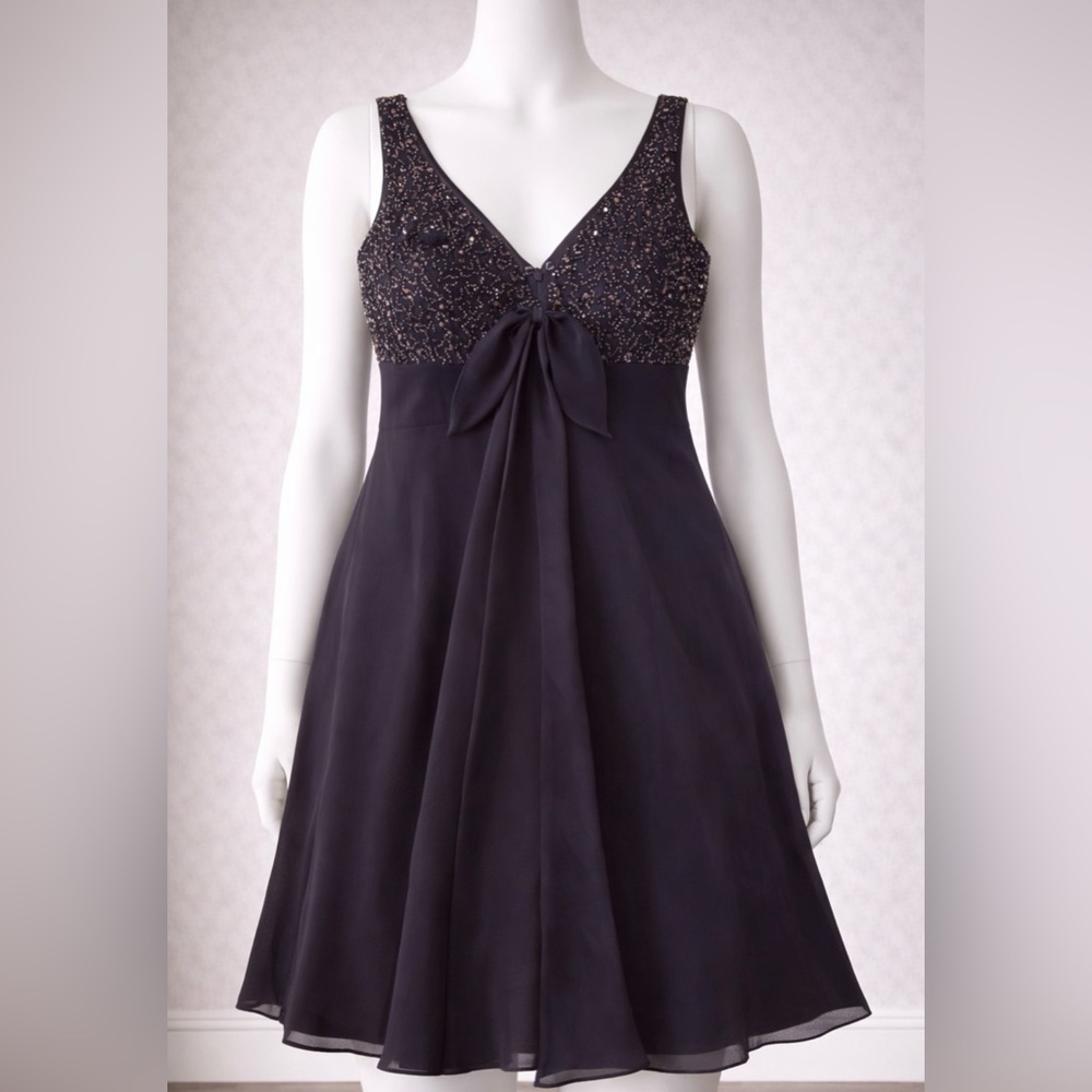 Bundle 2 Dresses Brown Beaded V-Neck Cocktail Dress and Black Dress (see photos)